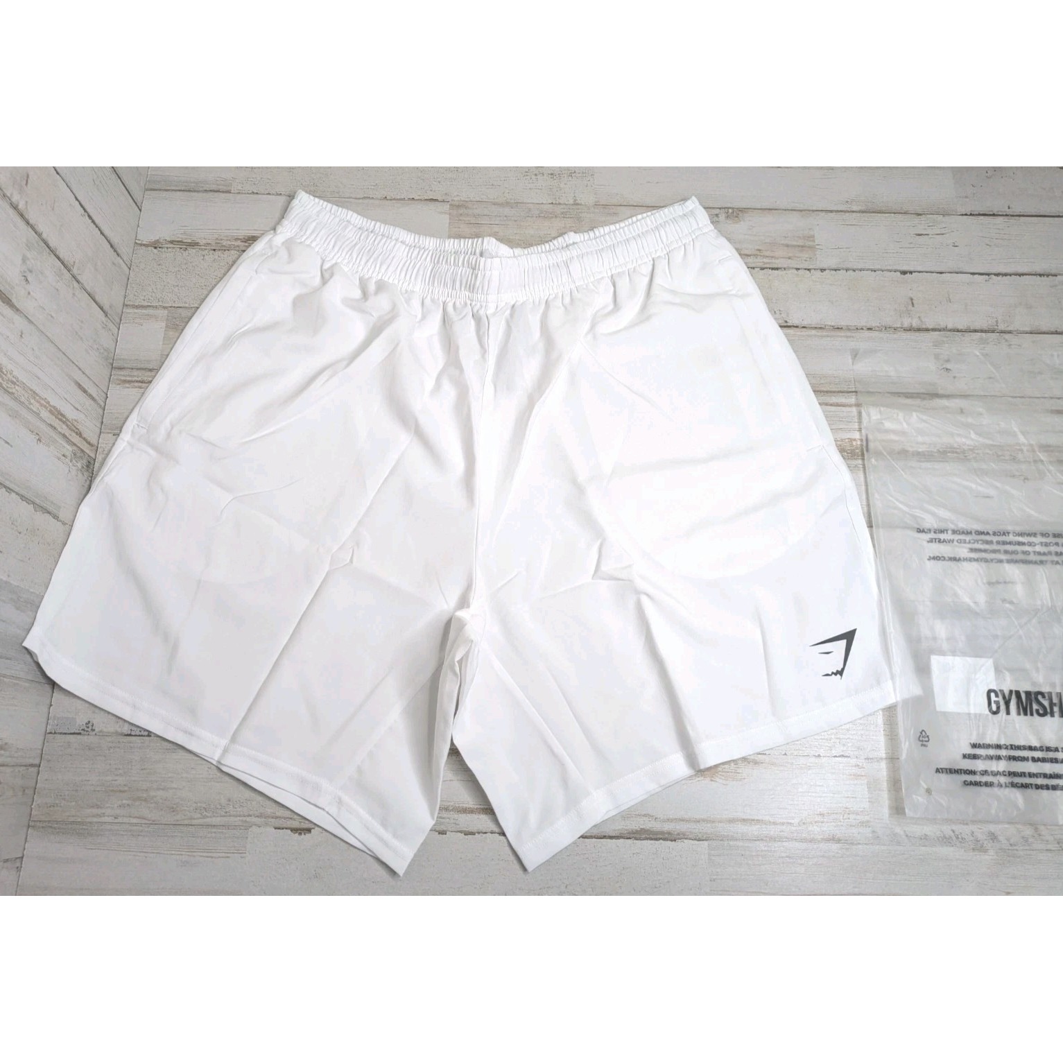 Gymshark Shorts Mens Large White Arrival 7" Linerless Gym Athletic Stretch New